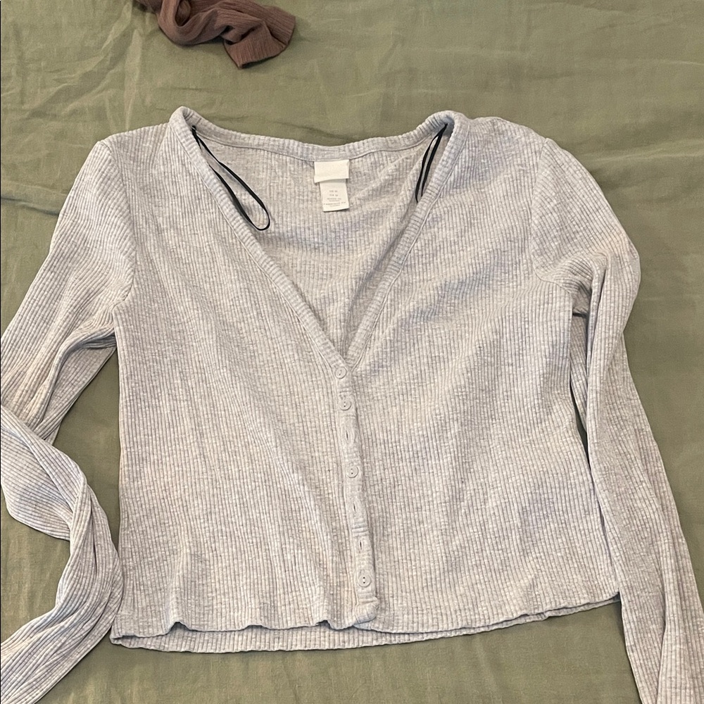 H&M Light Gray Striped Button-Down Shirt